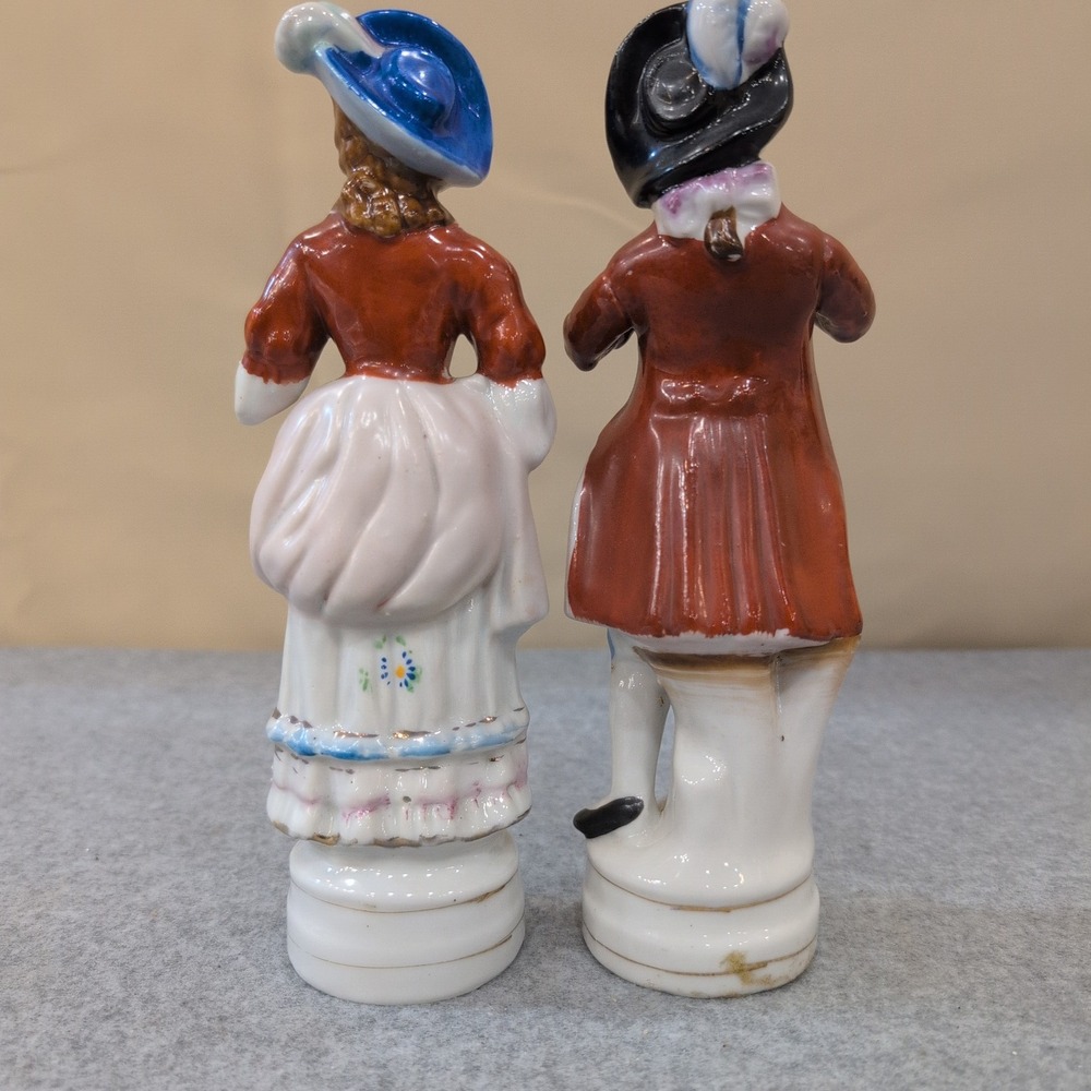 VTG Porcelain Figurines Couple Dancing Victorian Era Courtship Couple Set FLAW - Picture 2 of 4